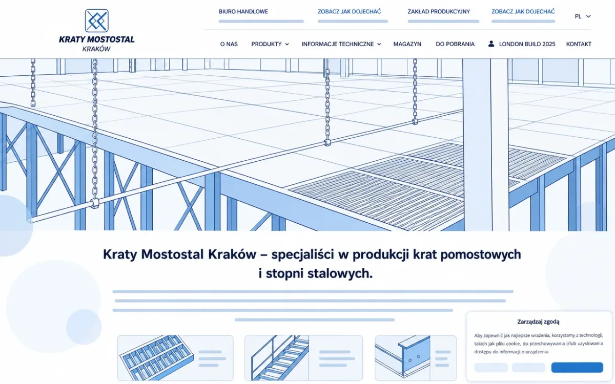 Widok strony internetowej firmy KRATY MOSTOSTAL KRAKÓW Spółka z ograniczoną odpowiedzialnością