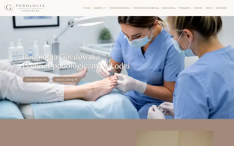 Widok strony internetowej firmy Podologia Gozdowska
