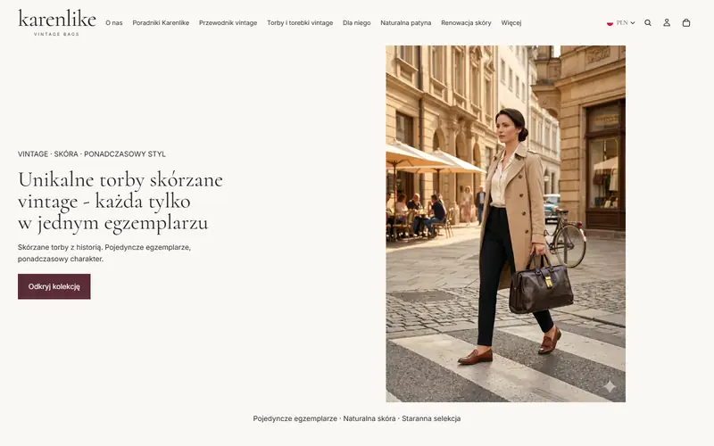 Widok strony internetowej firmy Karenlike Vintage Bags sp. z o.o.
