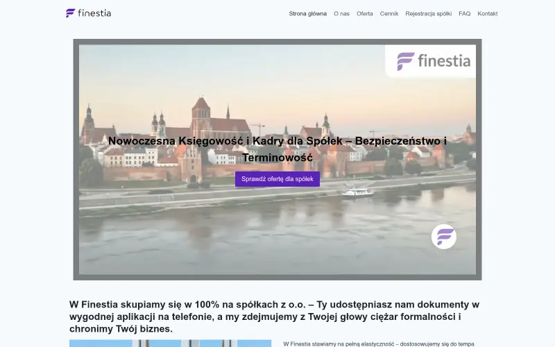 Widok strony internetowej firmy Finestia sp. z o.o.