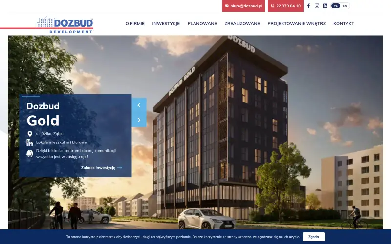 Widok strony internetowej firmy Dozbud