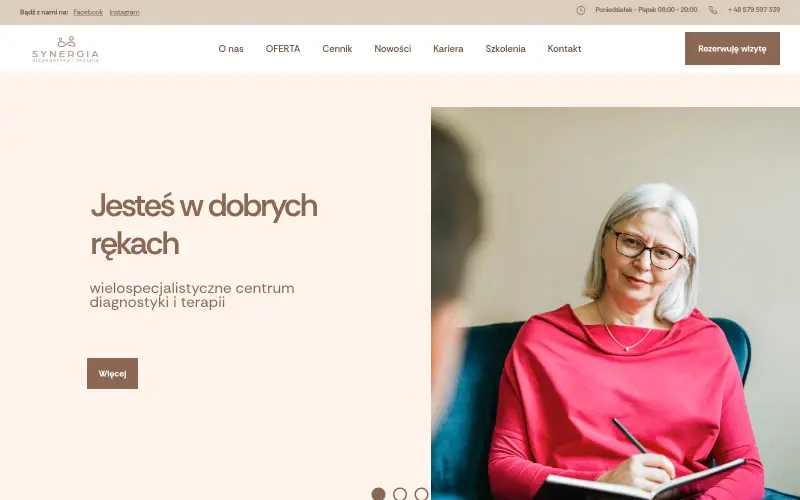 Widok strony internetowej firmy Synergia