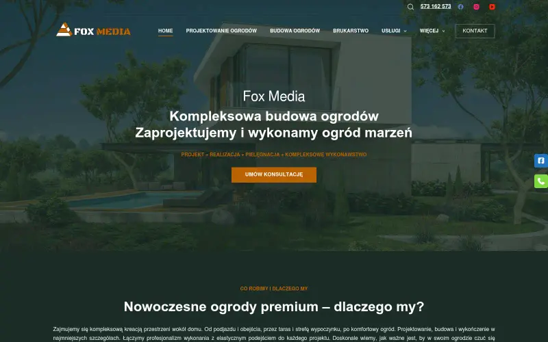 Widok strony internetowej firmy Fox Media Sp. z o.o.