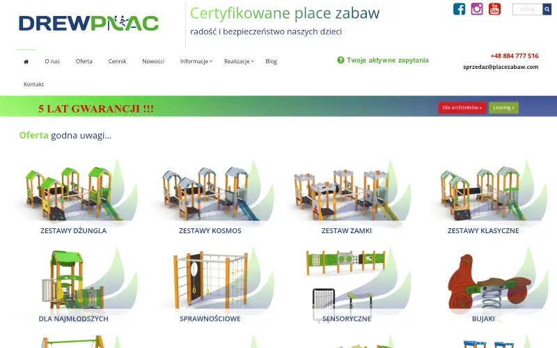 Widok strony internetowej firmy Drewplac s.c.