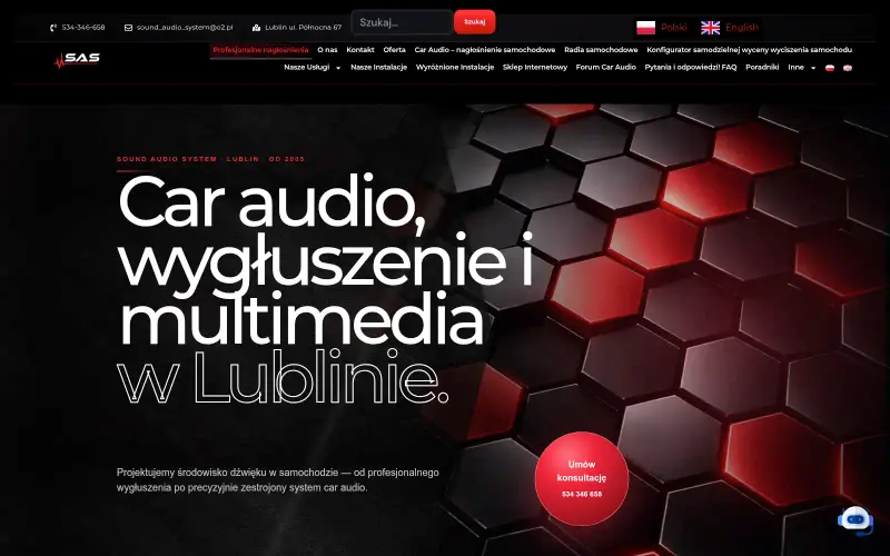 Widok strony internetowej firmy SOUND AUDIO SYSTEM LUBLIN sp. z o.o.