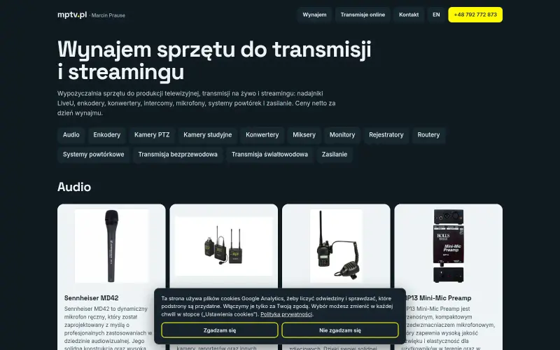 Widok strony internetowej firmy MPP Marcin Prause