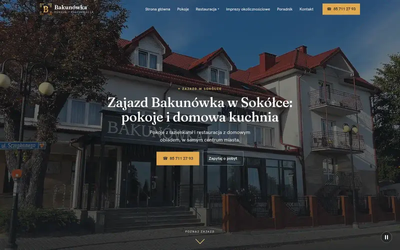 Widok strony internetowej firmy Zajazd Bakunówka