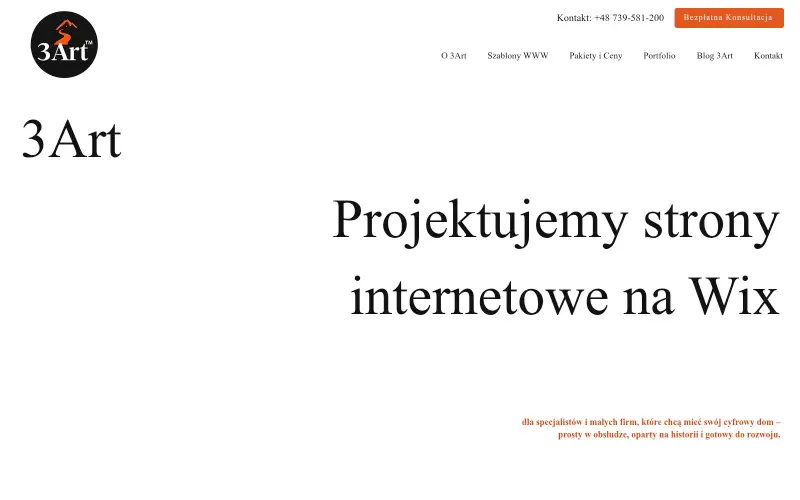 Widok strony internetowej firmy 3Art