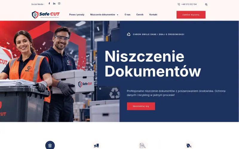 Widok strony internetowej firmy SAFECUT Robert Kasprzak