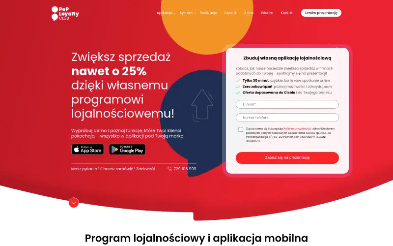 Widok strony internetowej firmy PeP LoyaltyClub