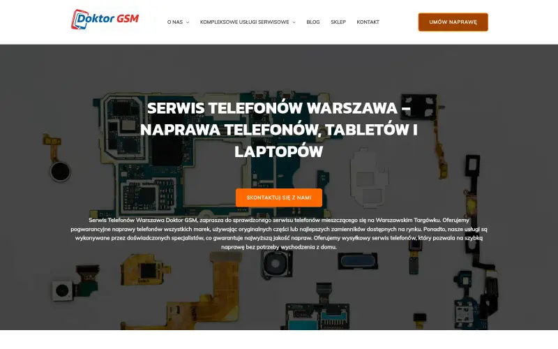Widok strony internetowej firmy Doktor GSM Andrzej Banasiak
