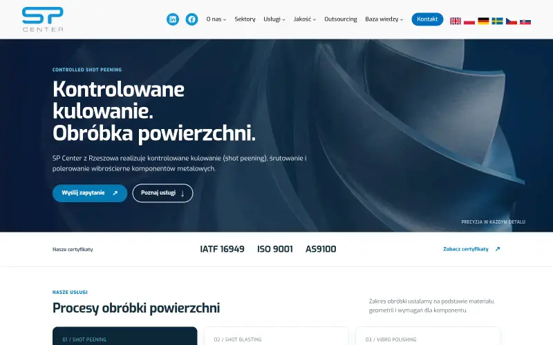 Widok strony internetowej firmy SP Center sp. z o.o.