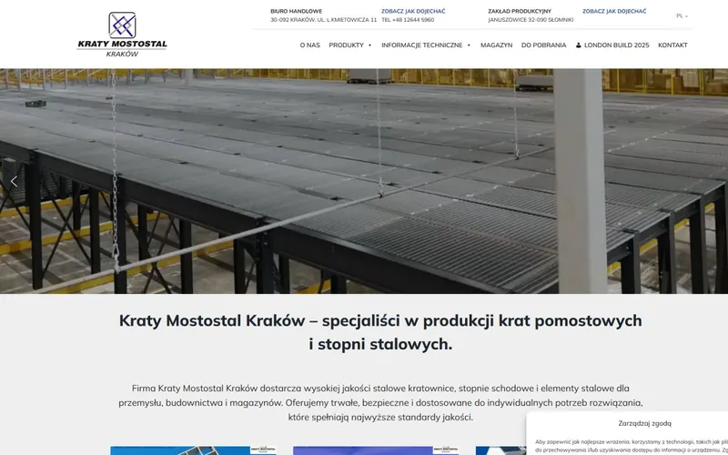 Strona firmy KRATY MOSTOSTAL KRAKÓW Spółka z ograniczoną odpowiedzialnością