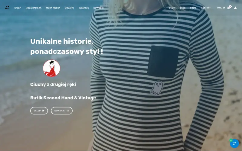 Widok strony internetowej firmy Vestito Rosso - Butik second hand