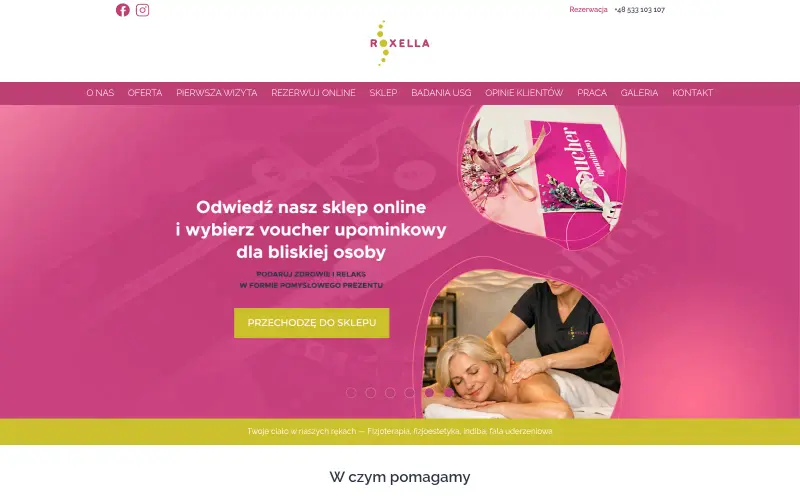 Widok strony internetowej firmy Roxella