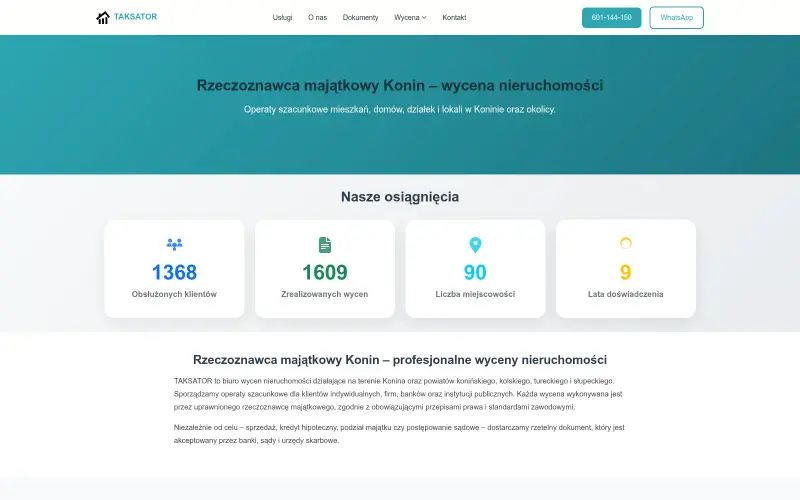 Strona firmy TAKSATOR Wycena nieruchomości