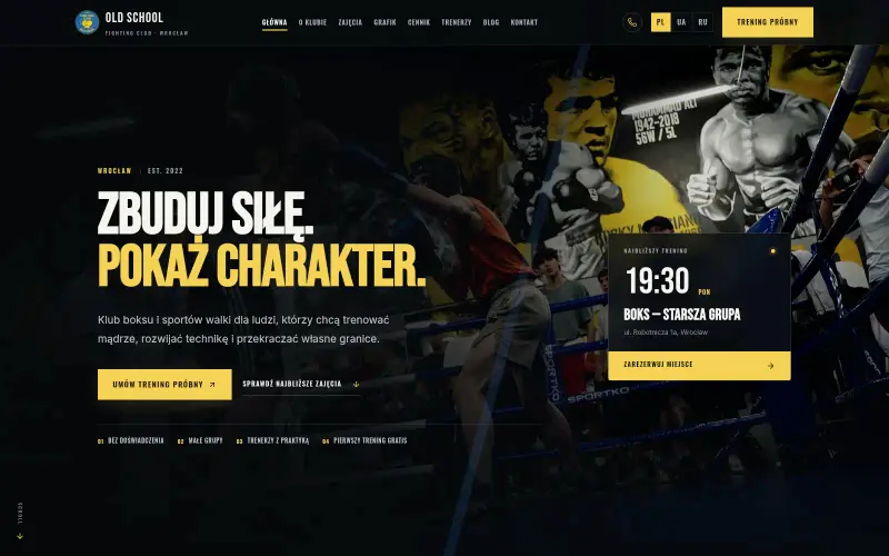Widok strony internetowej firmy Old School Fighting Club