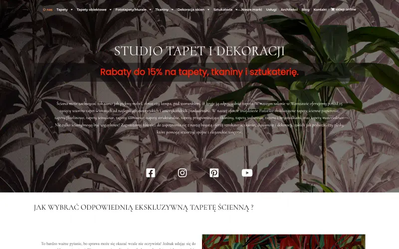 Widok strony internetowej firmy Studio Tapet i Dekoracji