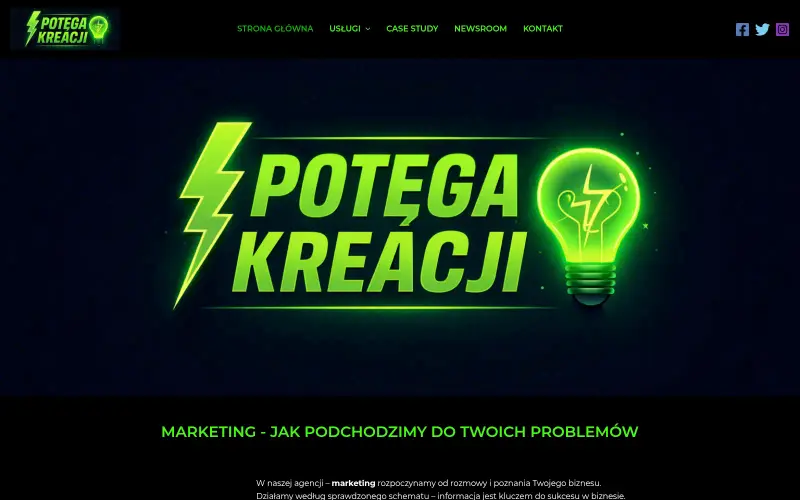 Widok strony internetowej firmy Potęga Kreacji Michał Szefer